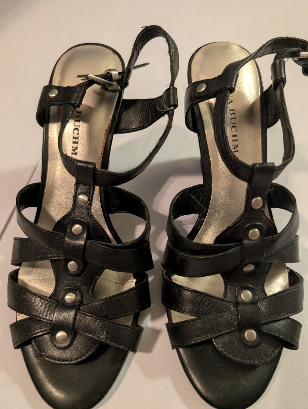 Kohl's Black Strappy Studded Heeled Sandals 6M